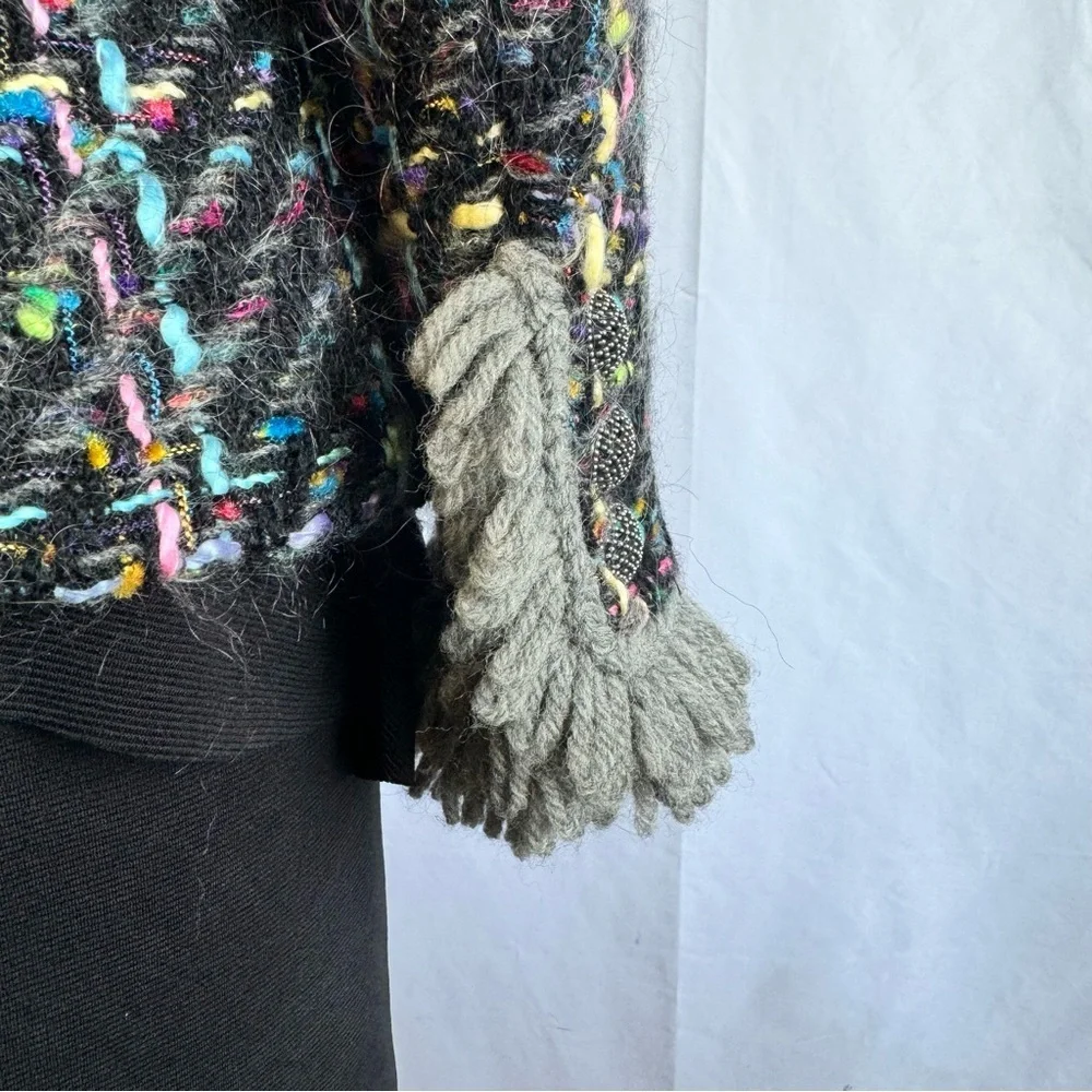 VINTAGE SINGLE BREAST BLAZER TWEED MULTICOLORE WOOL WOMEN SIZE SMALL - Picture 11 of 15